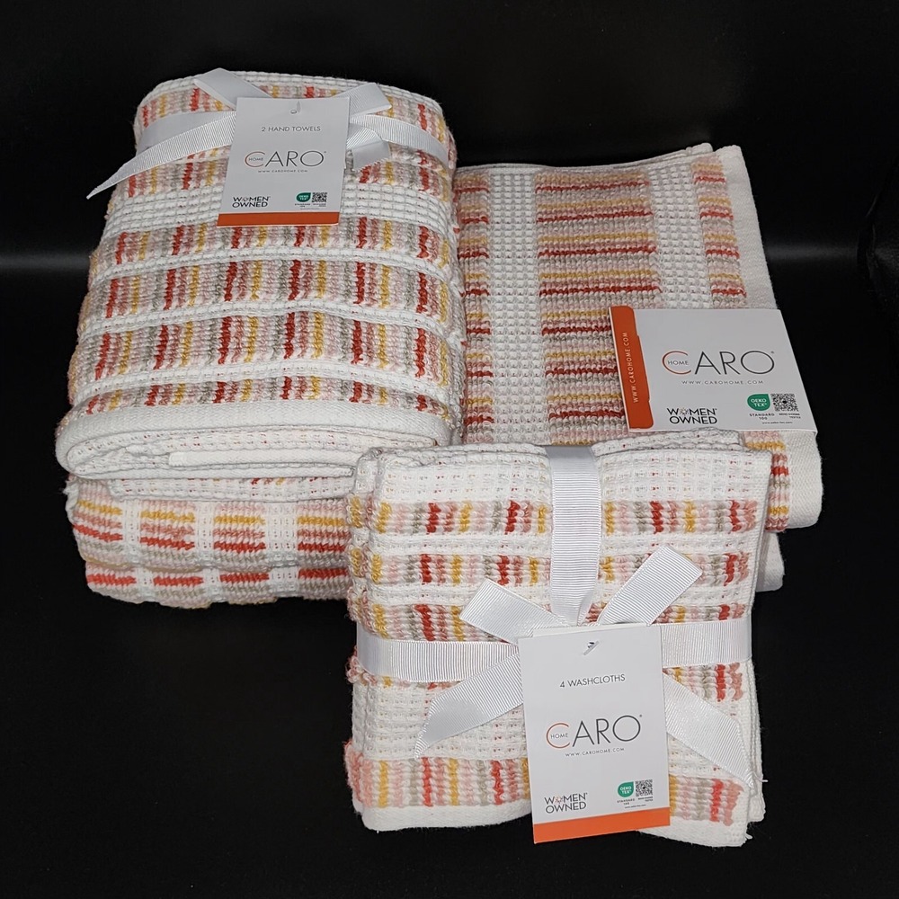 Caro Home 8pc Striped Multicolor Cotton Towel Set 2Bath 2Hand 4Tip Spring Summer